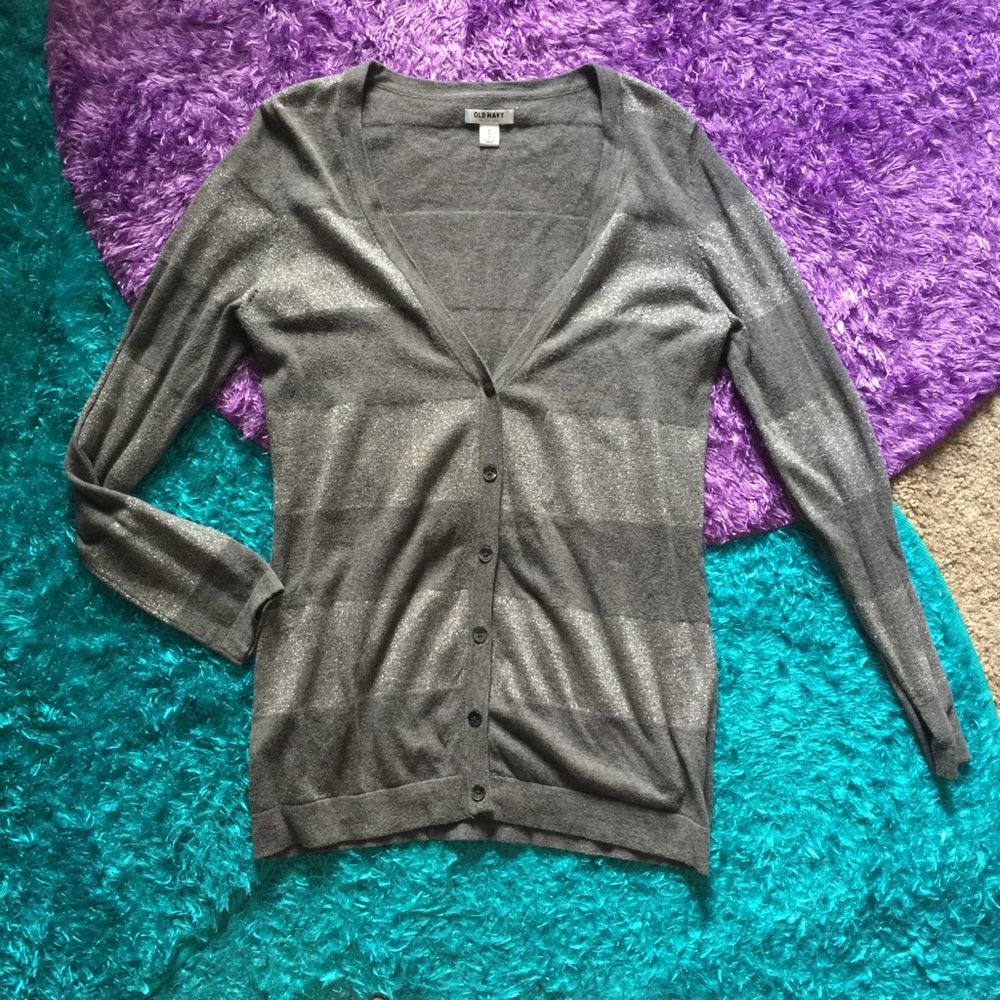 Glitter striped grey cardigan - Picture 1 of 7